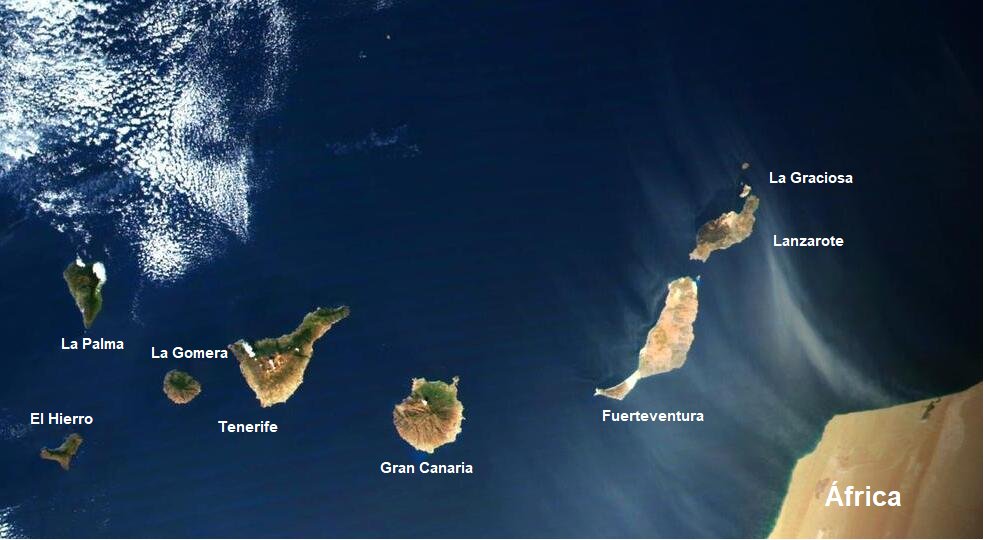 Islas Canarias vistas desde el satélite